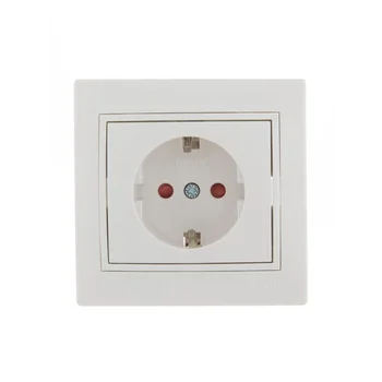 Розетка 1-м СП Mira 16А IP20 с заземл. защ. шторки с бел. вставкой керамика бел. LEZARD 701-0202-124