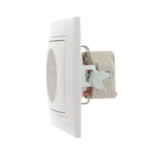 Розетка 1-м СП Mira 16А IP20 с заземл. защ. шторки с бел. вставкой керамика бел. LEZARD 701-0202-124