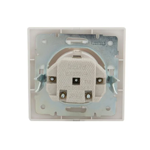 Розетка 1-м СП Mira 16А IP20 с заземл. защ. шторки с бел. вставкой керамика бел. LEZARD 701-0202-124