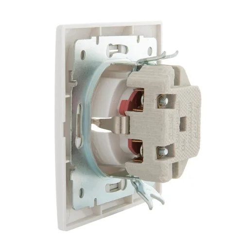 Розетка 1-м СП Mira 16А IP20 с заземл. защ. шторки с бел. вставкой керамика бел. LEZARD 701-0202-124