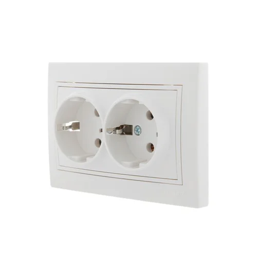 Розетка 2-м СП Mira 16А IP20 с заземл. с бел. вставкой керамика бел. LEZARD 701-0202-127