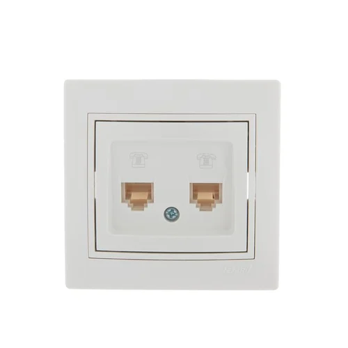 Розетка телефонная 2-м СП Mira RJ11 бел./бел. LEZARD 701-0202-138