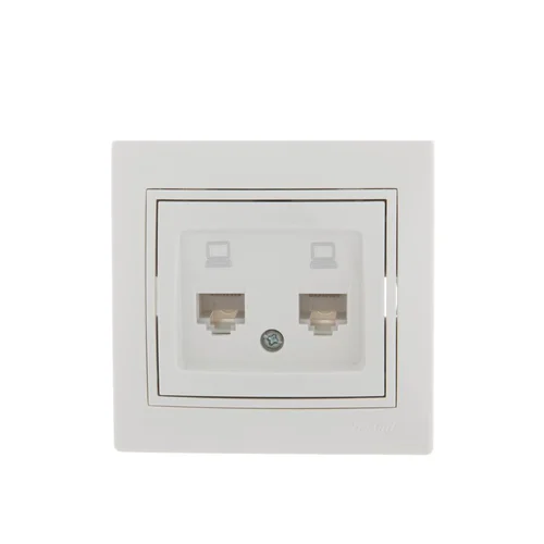 Розетка компьютерная 2-м СП Mira RJ45 бел./бел. LEZARD 701-0202-141