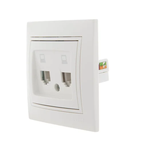 Розетка компьютерная 2-м СП Mira RJ45 бел./бел. LEZARD 701-0202-141