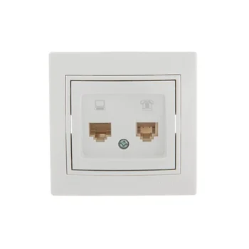 Розетка компьютерная + телефонная 2-м СП Mira RJ45 + RJ11 бел./бел. LEZARD 701-0202-143