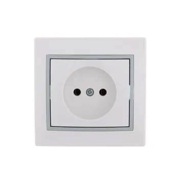 Розетка 1-м СП Mira 16А IP20 без заземл. с сер. вставкой керамика бел. LEZARD 701-0215-121