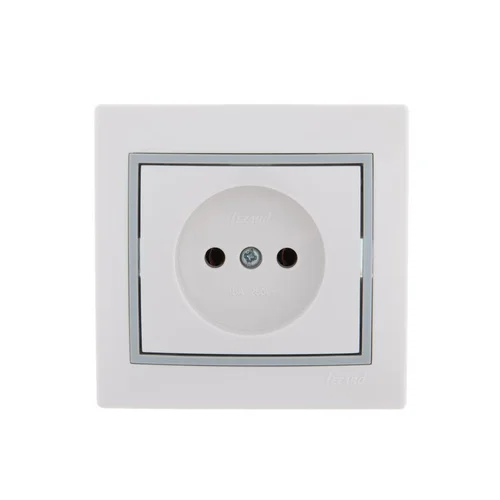 Розетка 1-м СП Mira 16А IP20 без заземл. с сер. вставкой керамика бел. LEZARD 701-0215-121