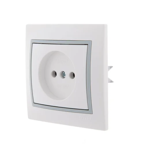 Розетка 1-м СП Mira 16А IP20 без заземл. с сер. вставкой керамика бел. LEZARD 701-0215-121