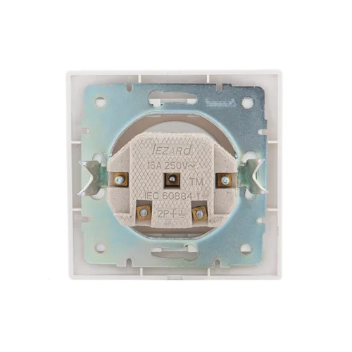 Розетка 1-м СП Mira 16А IP20 без заземл. с сер. вставкой керамика бел. LEZARD 701-0215-121