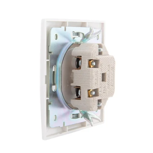 Розетка 1-м СП Mira 16А IP20 без заземл. с сер. вставкой керамика бел. LEZARD 701-0215-121