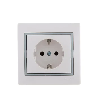 Розетка 1-м СП Mira 16А IP20 с заземл. с сер. вставкой керамика бел. LEZARD 701-0215-122