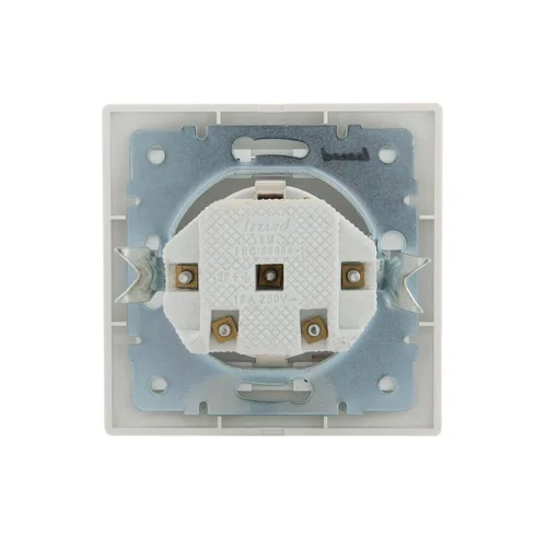 Розетка 1-м СП Mira 16А IP20 с заземл. с защ. крышкой с сер. вставкой керамика бел. LEZARD 701-0215-