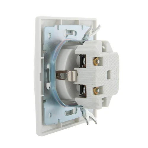 Розетка 1-м СП Mira 16А IP20 с заземл. с защ. крышкой с сер. вставкой керамика бел. LEZARD 701-0215-