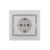 Розетка 1-м СП Mira 16А IP20 с заземл. защ. шторки с сер. вставкой керамика бел. LEZARD 701-0215-124