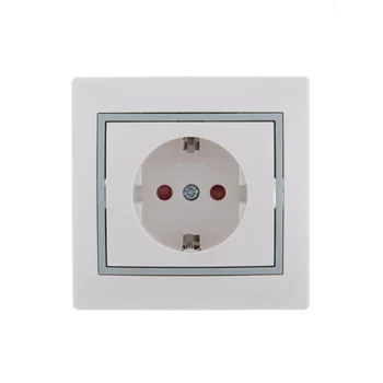 Розетка 1-м СП Mira 16А IP20 с заземл. защ. шторки с сер. вставкой керамика бел. LEZARD 701-0215-124