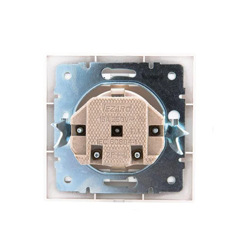 Розетка 1-м СП Mira 16А IP20 с заземл. защ. шторки с сер. вставкой керамика бел. LEZARD 701-0215-124