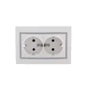 Розетка 2-м СП Mira 16А IP20 с заземл. с сер. вставкой керамика бел. LEZARD 701-0215-127