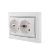 Розетка 2-м СП Mira 16А IP20 с заземл. с сер. вставкой керамика бел. LEZARD 701-0215-127