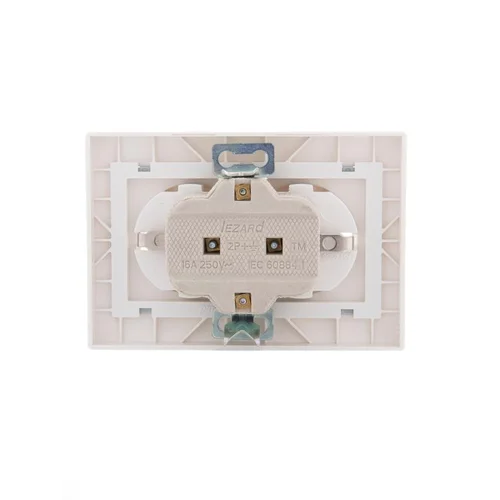 Розетка 2-м СП Mira 16А IP20 с заземл. с сер. вставкой керамика бел. LEZARD 701-0215-127