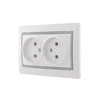 Розетка 2-м СП Mira 16А IP20 без заземл. с сер. вставкой керамика бел. LEZARD 701-0215-128