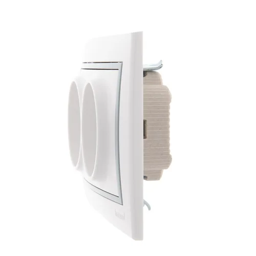 Розетка 2-м СП Mira 16А IP20 без заземл. с сер. вставкой керамика бел. LEZARD 701-0215-128