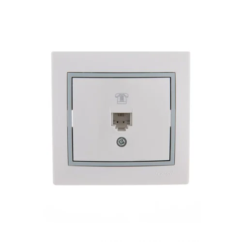 Розетка телефонная 1-м СП Mira RJ11 бел./сер. LEZARD 701-0215-137