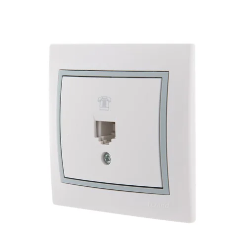 Розетка телефонная 1-м СП Mira RJ11 бел./сер. LEZARD 701-0215-137