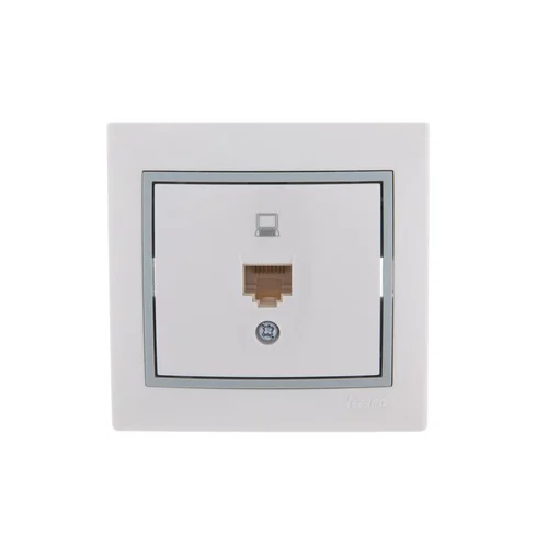 Розетка компьютерная 1-м СП Mira RJ45 бел./сер. LEZARD 701-0215-139