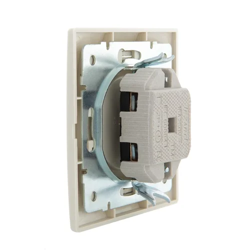 Розетка 1-м СП Mira 16А IP20 без заземл. со вставкой керамика крем. LEZARD 701-0303-121