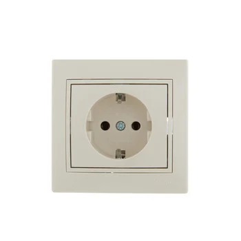 Розетка 1-м СП Mira 16А IP20 с заземл. со вставкой керамика крем. LEZARD 701-0303-122