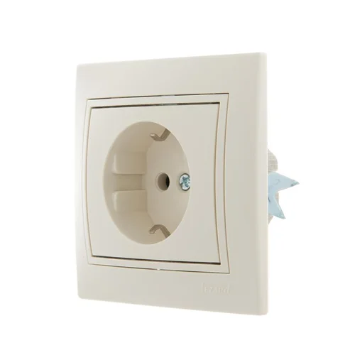 Розетка 1-м СП Mira 16А IP20 с заземл. со вставкой керамика крем. LEZARD 701-0303-122