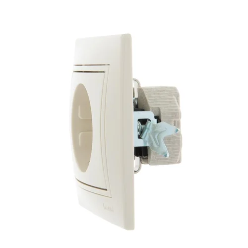 Розетка 1-м СП Mira 16А IP20 с заземл. со вставкой керамика крем. LEZARD 701-0303-122