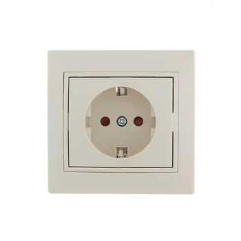 Розетка 1-м СП Mira 16А IP20 с заземл. защ. шторки со вставкой керамика крем. LEZARD 701-0303-124