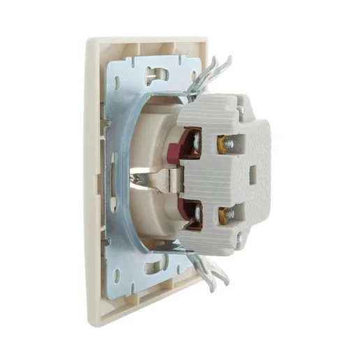 Розетка 1-м СП Mira 16А IP20 с заземл. защ. шторки со вставкой керамика крем. LEZARD 701-0303-124