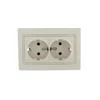 Розетка 2-м СП Mira 16А IP20 с заземл. со вставкой керамика крем. LEZARD 701-0303-127