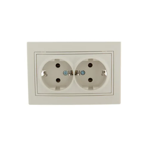 Розетка 2-м СП Mira 16А IP20 с заземл. со вставкой керамика крем. LEZARD 701-0303-127
