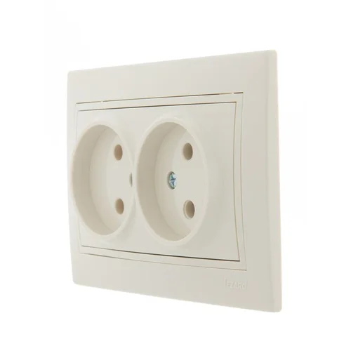 Розетка 2-м СП Mira 16А IP20 без заземл. со вставкой керамика крем. LEZARD 701-0303-128