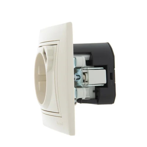 Розетка 1-м СП Mira 16А с заземл. + USB разъем крем. LEZARD 701-0303-181