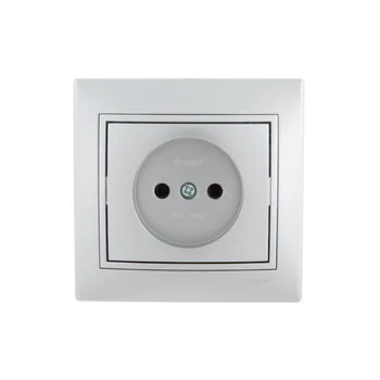 Розетка 1-м СП Mira 16А IP20 без заземл. со вставкой керамика сер. метал. LEZARD 701-1010-121