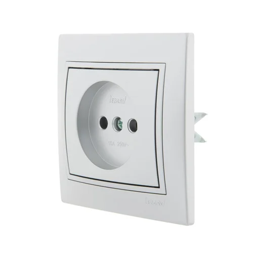 Розетка 1-м СП Mira 16А IP20 без заземл. со вставкой керамика сер. метал. LEZARD 701-1010-121
