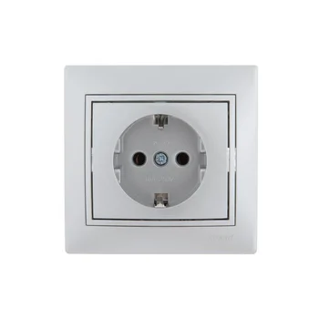 Розетка 1-м СП Mira 16А IP20 с заземл. со вставкой керамика сер. метал. LEZARD 701-1010-122