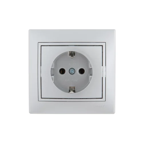 Розетка 1-м СП Mira 16А IP20 с заземл. со вставкой керамика сер. метал. LEZARD 701-1010-122