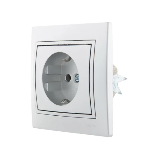 Розетка 1-м СП Mira 16А IP20 с заземл. со вставкой керамика сер. метал. LEZARD 701-1010-122