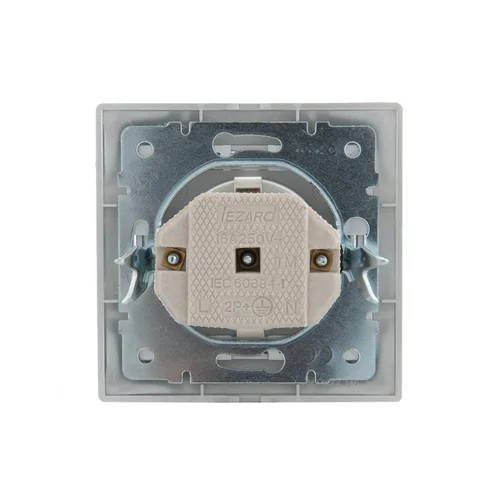 Розетка 1-м СП Mira 16А IP20 с заземл. со вставкой керамика сер. метал. LEZARD 701-1010-122