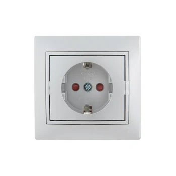 Розетка 1-м СП Mira 16А IP20 с заземл. защ. шторки со вставкой керамика сер. метал. LEZARD 701-1010-