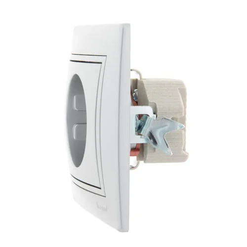 Розетка 1-м СП Mira 16А IP20 с заземл. защ. шторки со вставкой керамика сер. метал. LEZARD 701-1010-