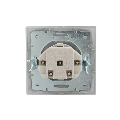 Розетка 1-м СП Mira 16А IP20 с заземл. защ. шторки со вставкой керамика сер. метал. LEZARD 701-1010-