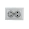 Розетка 2-м СП Mira 16А IP20 с заземл. со вставкой керамика сер. метал. LEZARD 701-1010-127