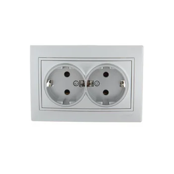 Розетка 2-м СП Mira 16А IP20 с заземл. со вставкой керамика сер. метал. LEZARD 701-1010-127