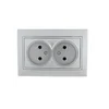 Розетка 2-м СП Mira 16А IP20 без заземл. со вставкой керамика сер. метал. LEZARD 701-1010-128